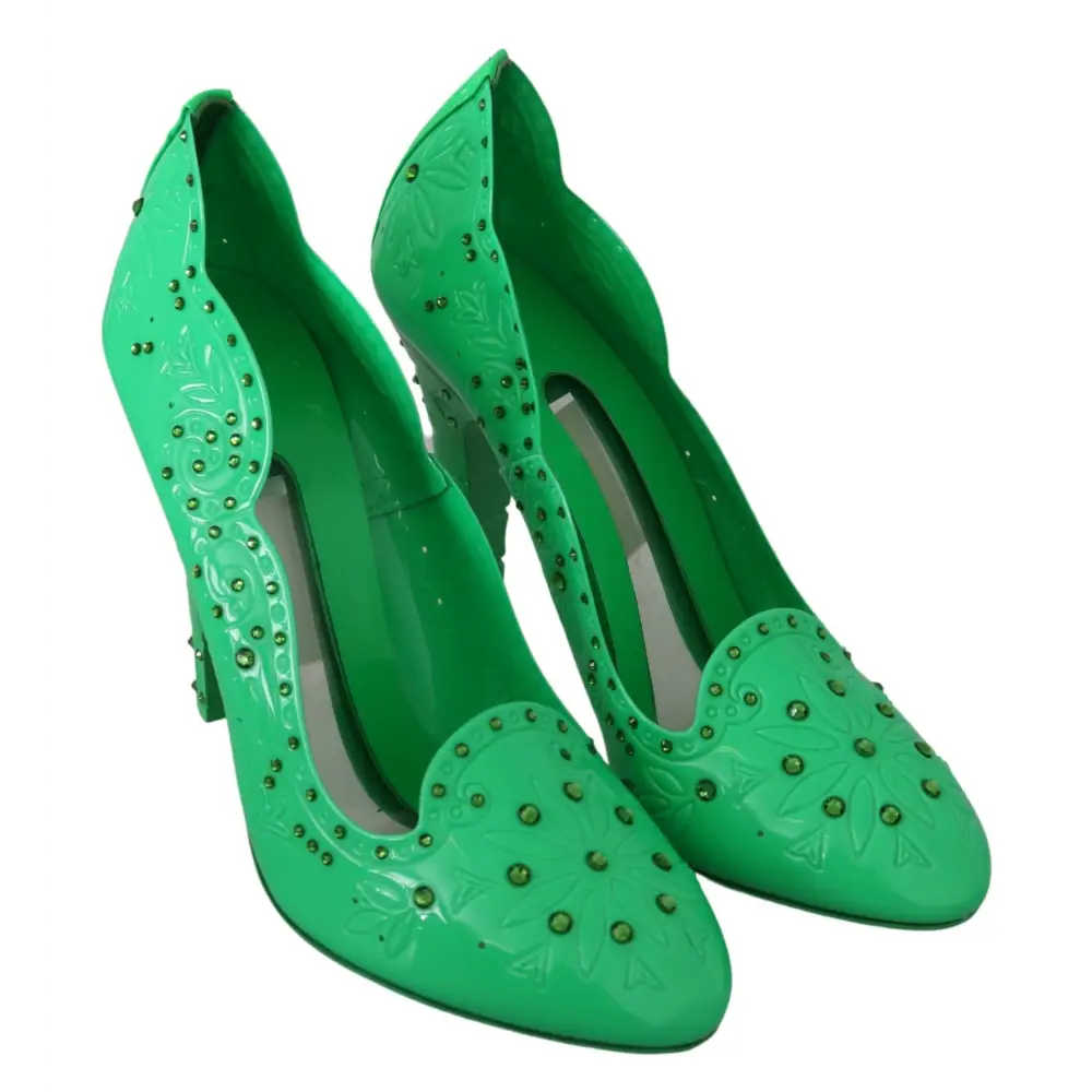 Dolce & Gabbana Grüne Crystal Floral Heels CINDERELLA Schuhe - EU40/US9.5
