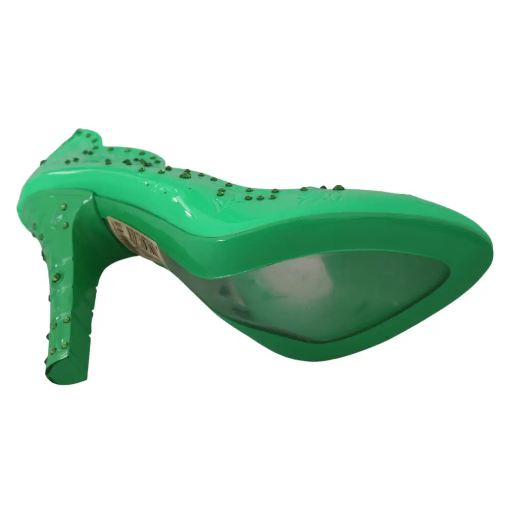 Dolce & Gabbana Grüne Crystal Floral Heels CINDERELLA Schuhe - EU40/US9.5