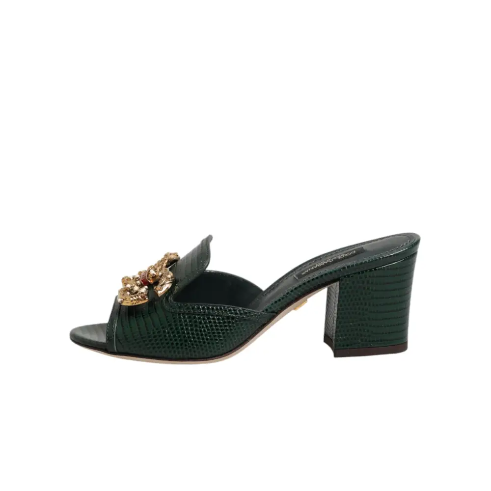 Dolce & Gabbana Grüne DG Amore Absatz-Pantoletten - EU35/US4.5