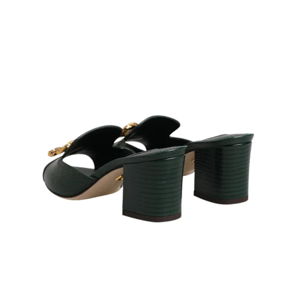 Dolce & Gabbana Grüne DG Amore Absatz-Pantoletten - EU35/US4.5