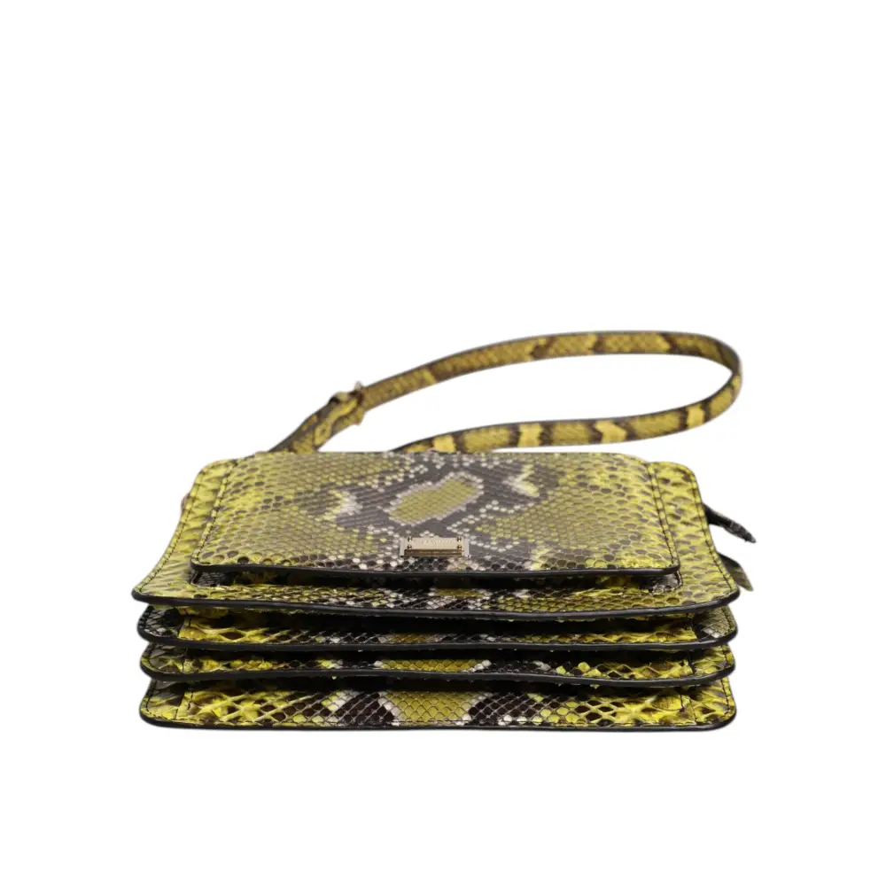 Dolce & Gabbana Grüne Exotenleder DG Plaque Crossbody Clutch Tasche