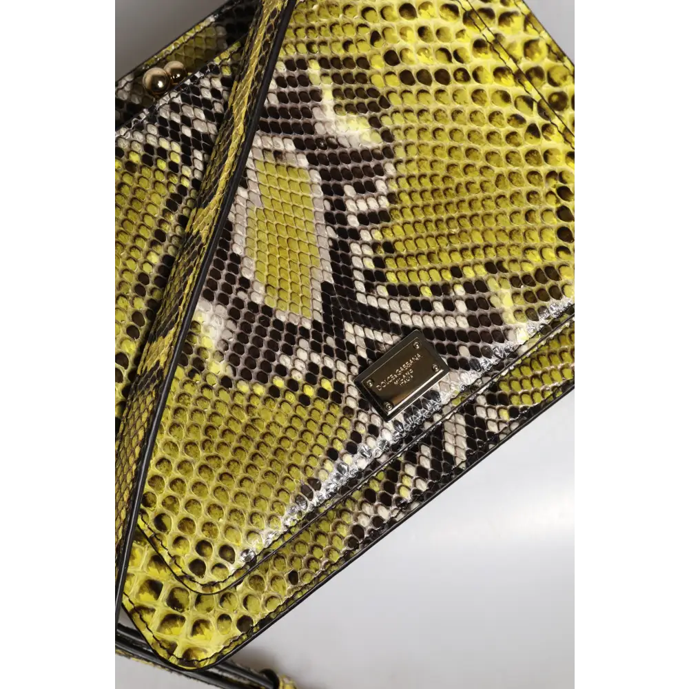Dolce & Gabbana Grüne Exotenleder DG Plaque Crossbody Clutch Tasche