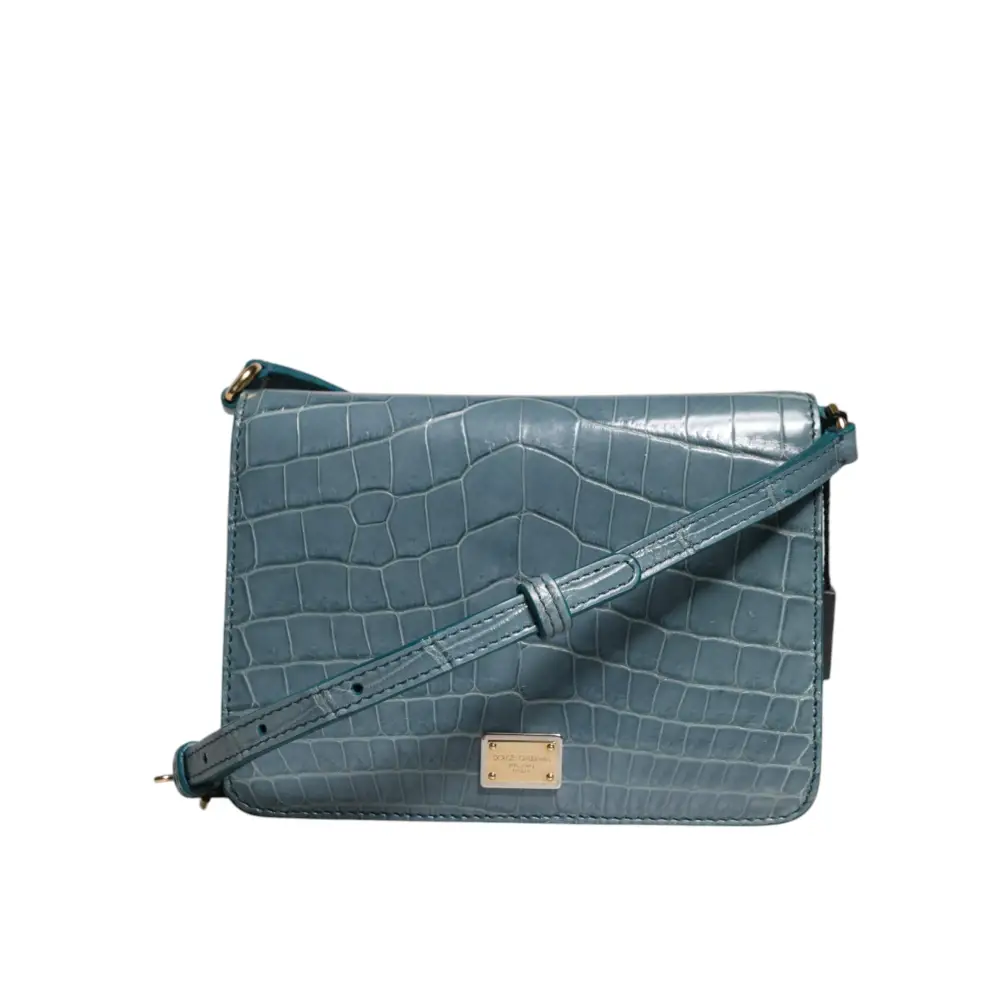 Dolce & Gabbana Grüne Exotenleder DG Plaque Crossbody Mini-Tasche