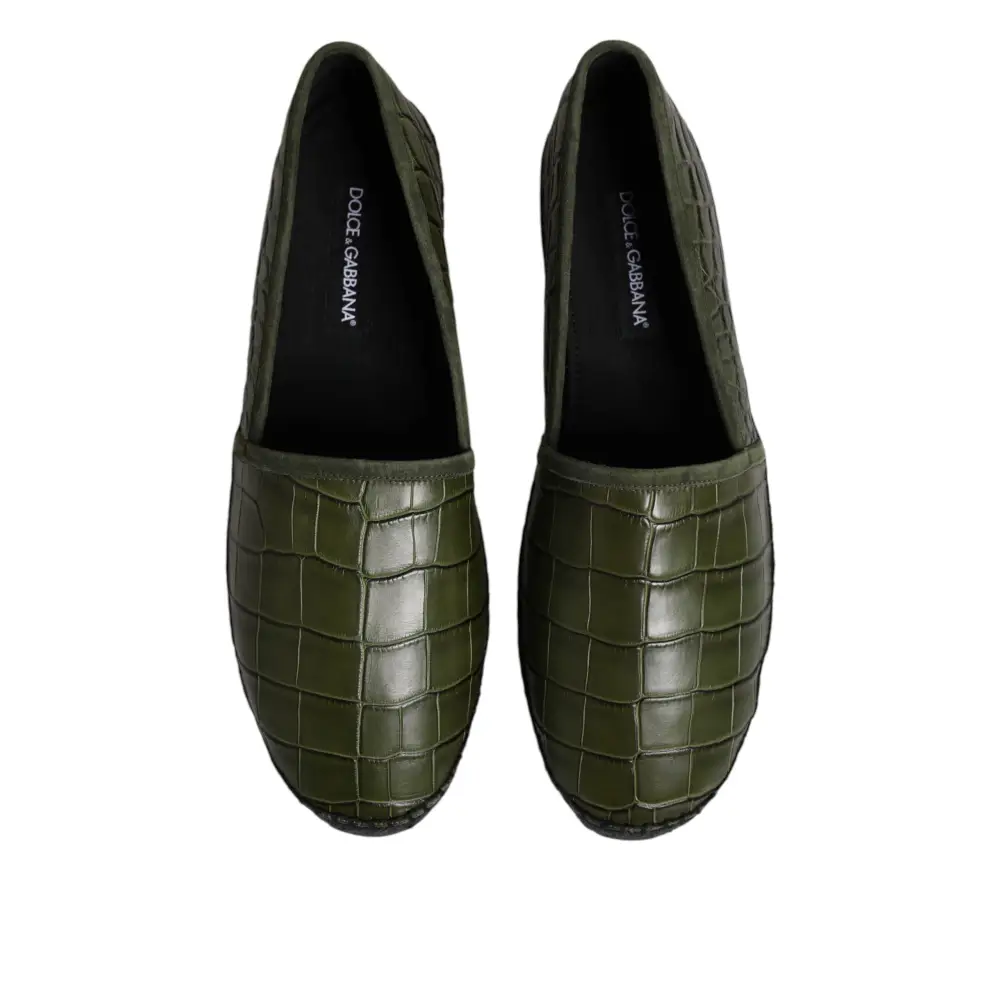 Dolce & Gabbana Grüne Exotische Leder Espadrilles Slip On Schuhe - EU44/US11