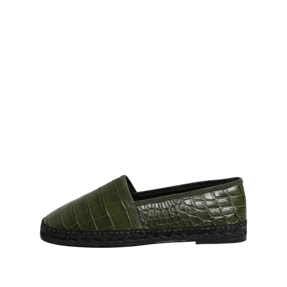 Dolce & Gabbana Grüne Exotische Leder Espadrilles Slip On Schuhe - EU44/US11