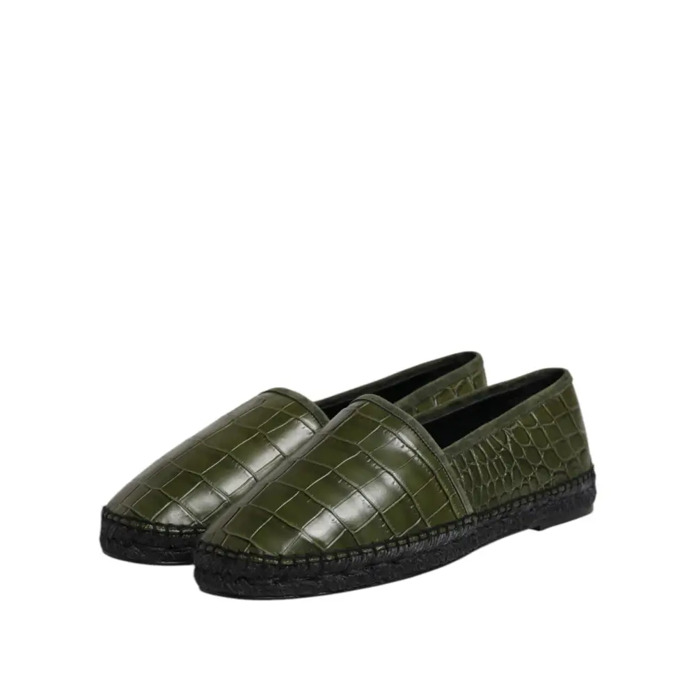 Dolce & Gabbana Grüne Exotische Leder Espadrilles Slip On Schuhe - EU44/US11