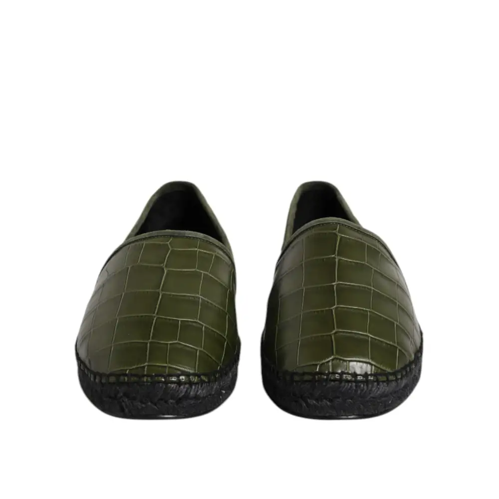 Dolce & Gabbana Grüne Exotische Leder Espadrilles Slip On Schuhe - EU44/US11