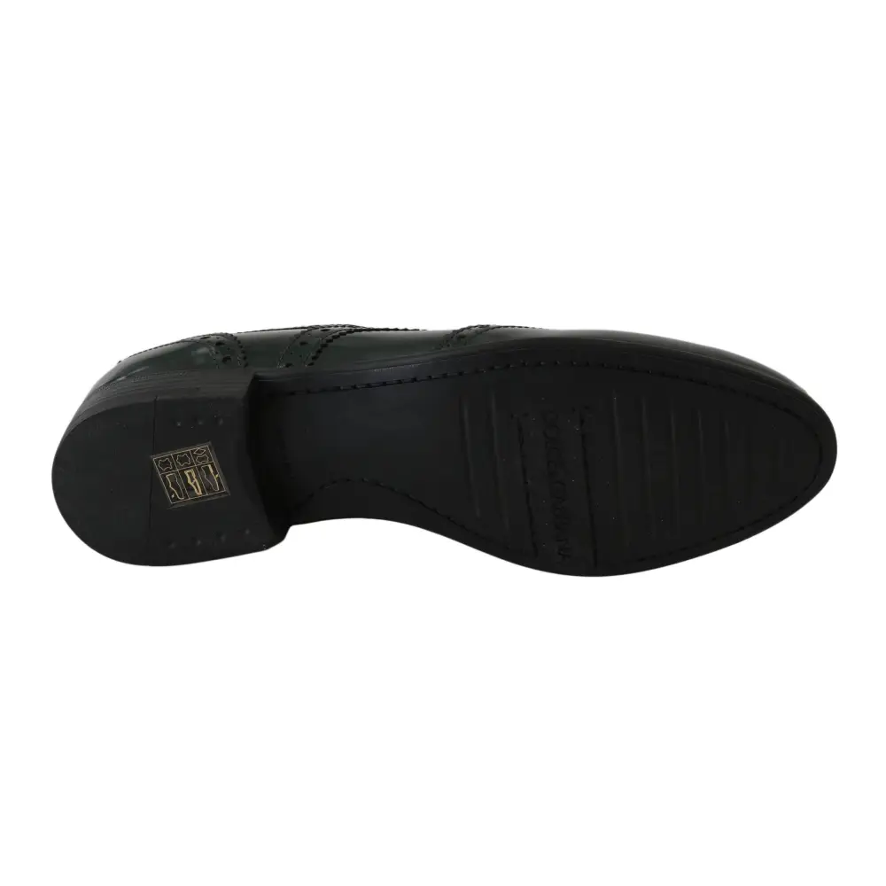 Dolce & Gabbana Grüne Leder Broque Oxford Wingtip Schuhe - EU35/US4.5