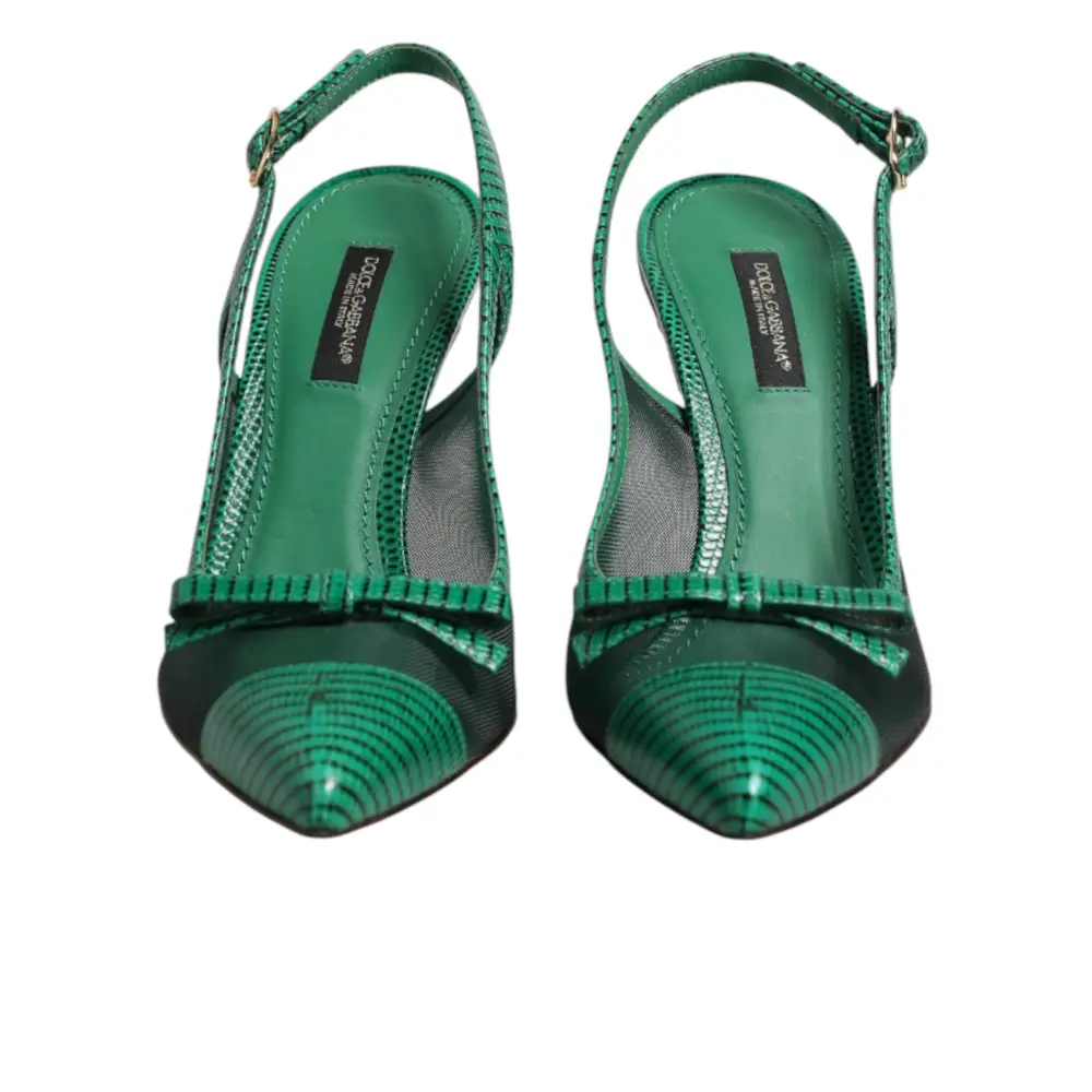 Dolce & Gabbana Grüne Leder-Mesh-Slingback-Pumps - EU36/US5.5