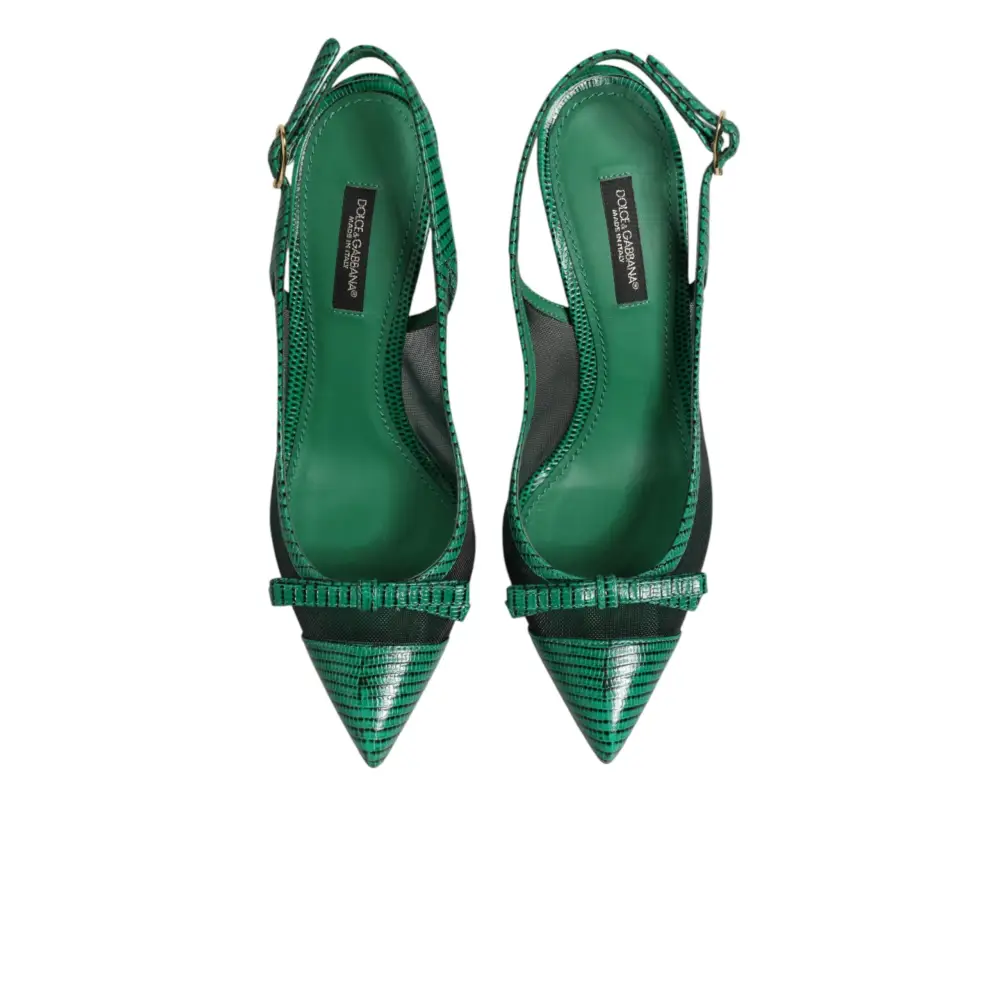 Dolce & Gabbana Grüne Leder-Mesh-Slingback-Pumps - EU36/US5.5
