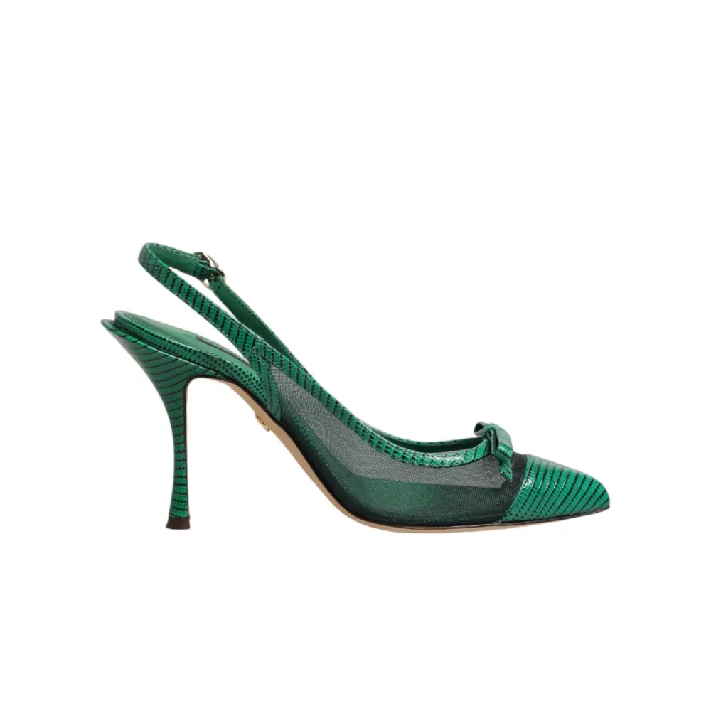 Dolce & Gabbana Grüne Leder-Mesh-Slingback-Pumps - EU36/US5.5
