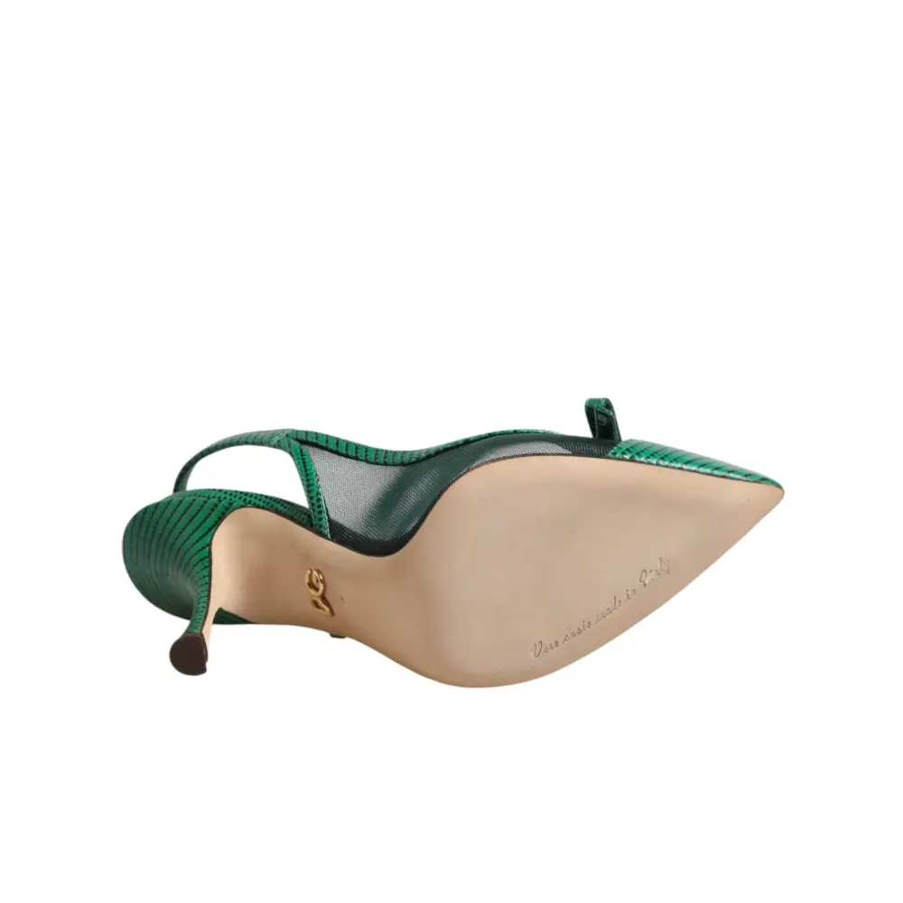 Dolce & Gabbana Grüne Leder-Mesh-Slingback-Pumps - EU36/US5.5