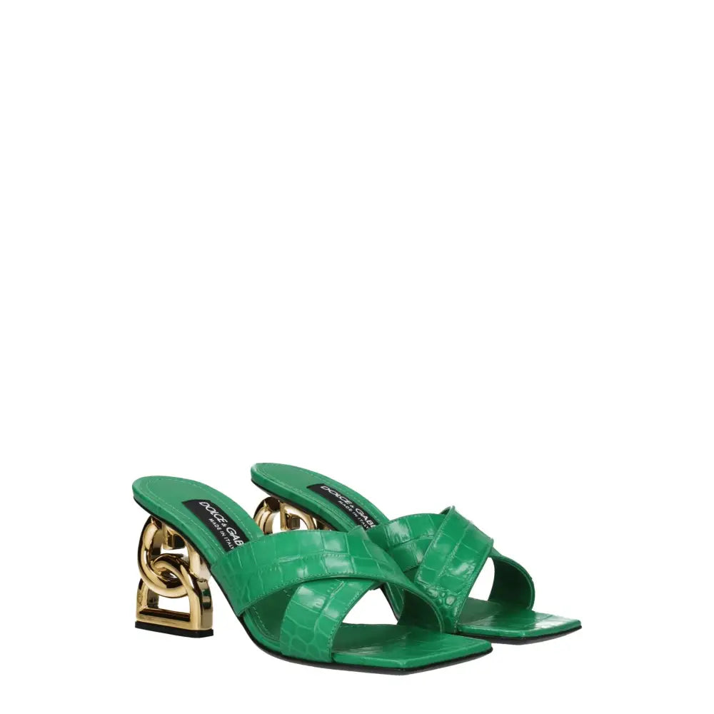 Dolce & Gabbana Grüne Ledersandalen - EU36/US6