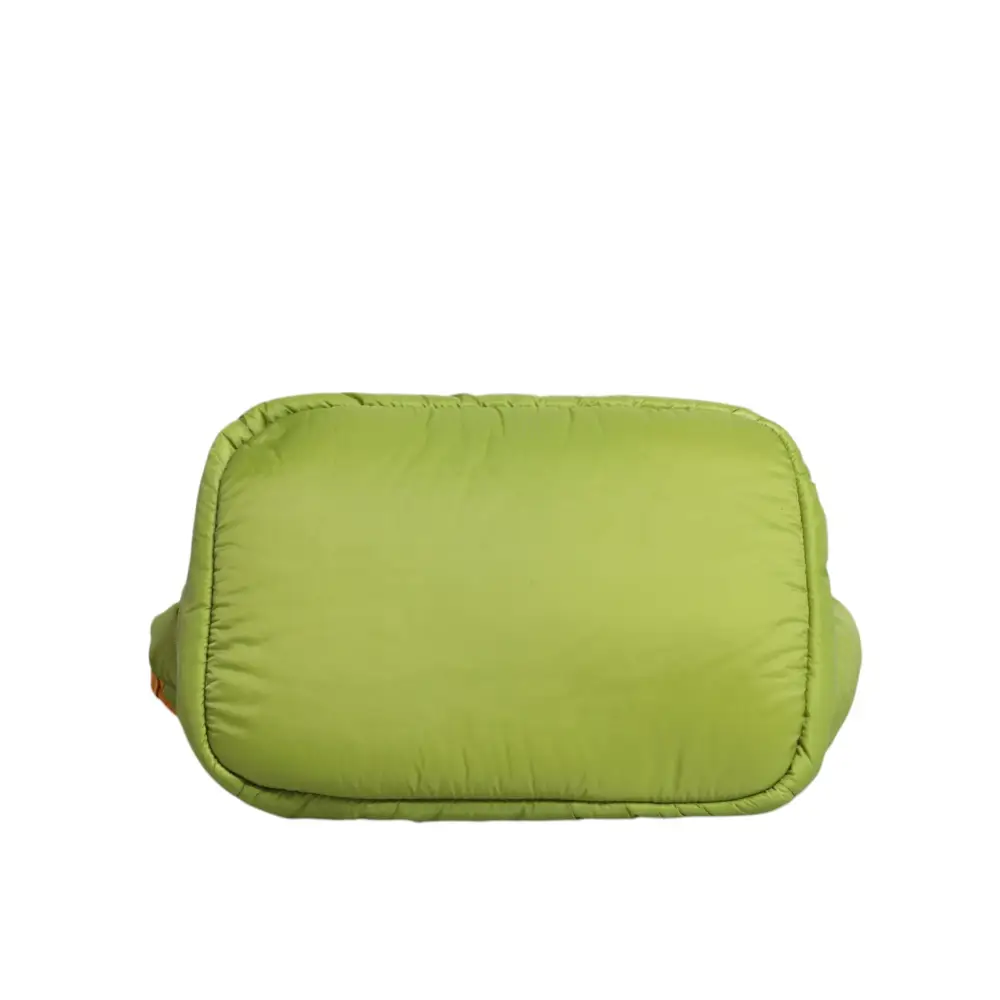 Dolce & Gabbana Grüne Nylon gepolsterte Logo Plaque Tote Umhängetasche