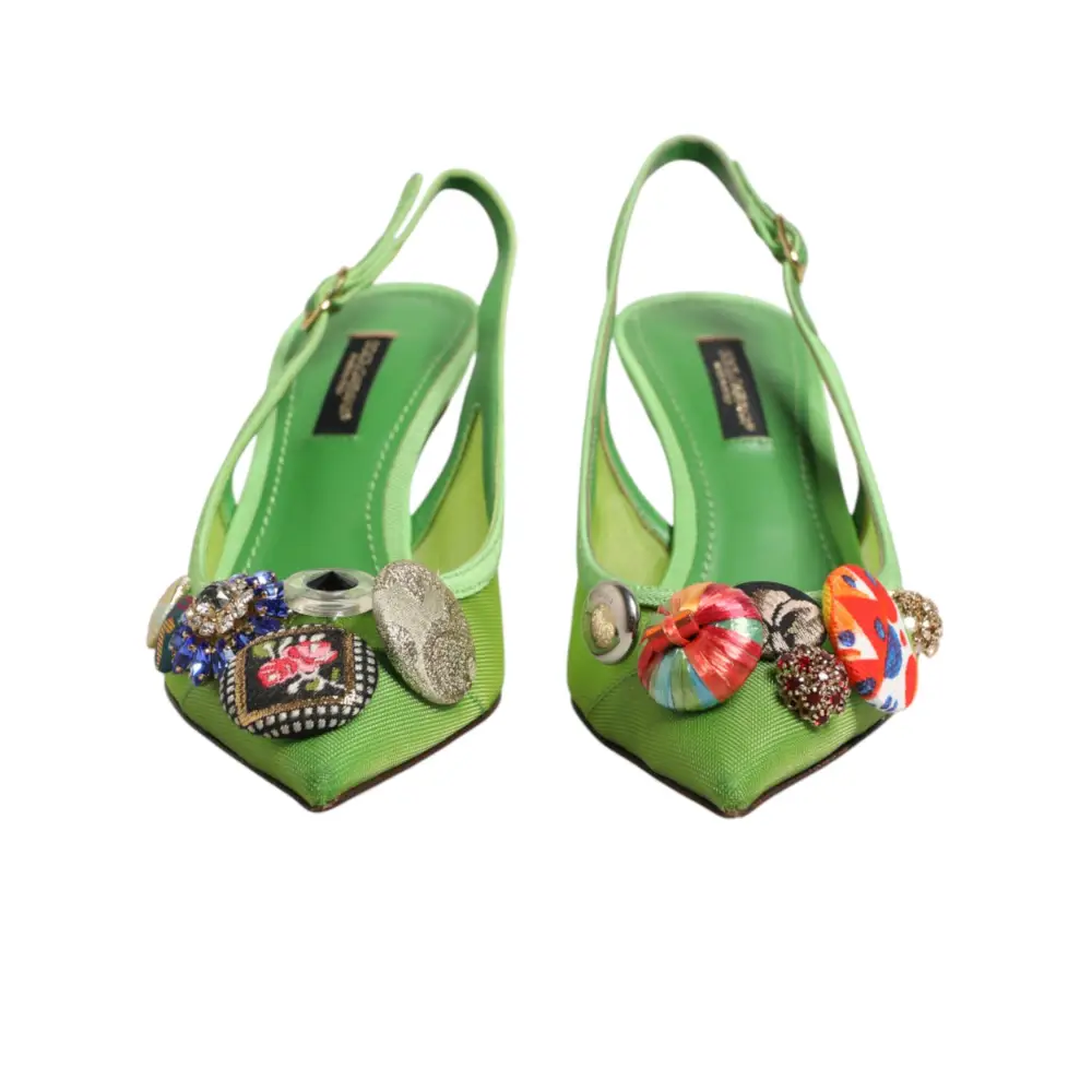 Dolce & Gabbana Grüne Slingback-Pumps mit Verzierungen - EU35/US4.5