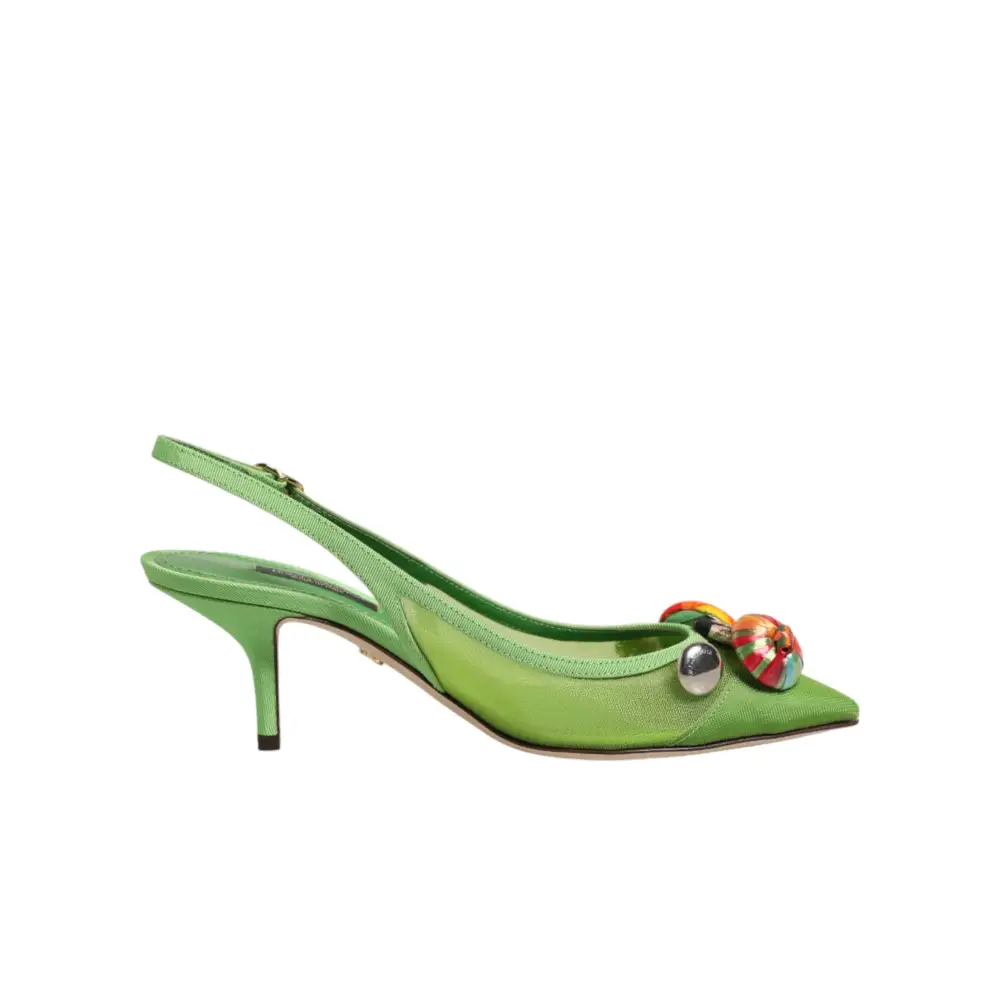 Dolce & Gabbana Grüne Slingback-Pumps mit Verzierungen - EU35/US4.5