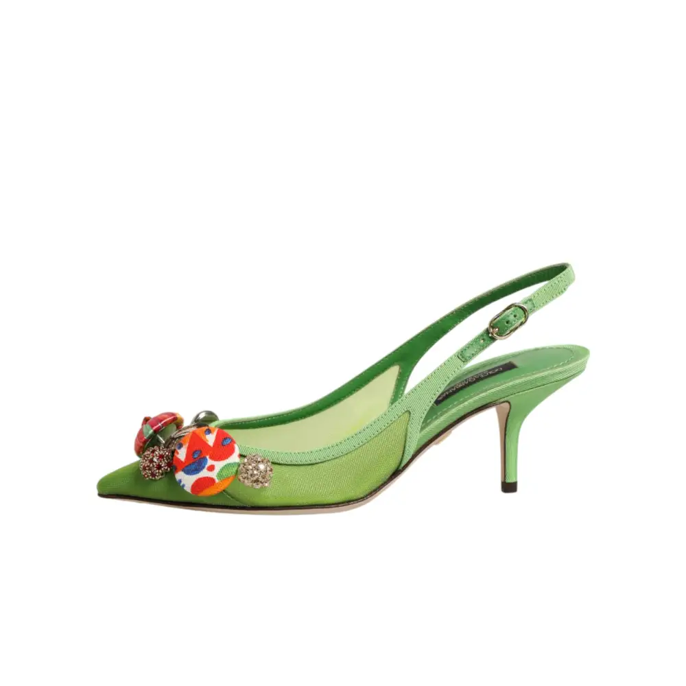 Dolce & Gabbana Grüne Slingback-Pumps mit Verzierungen - EU35/US4.5
