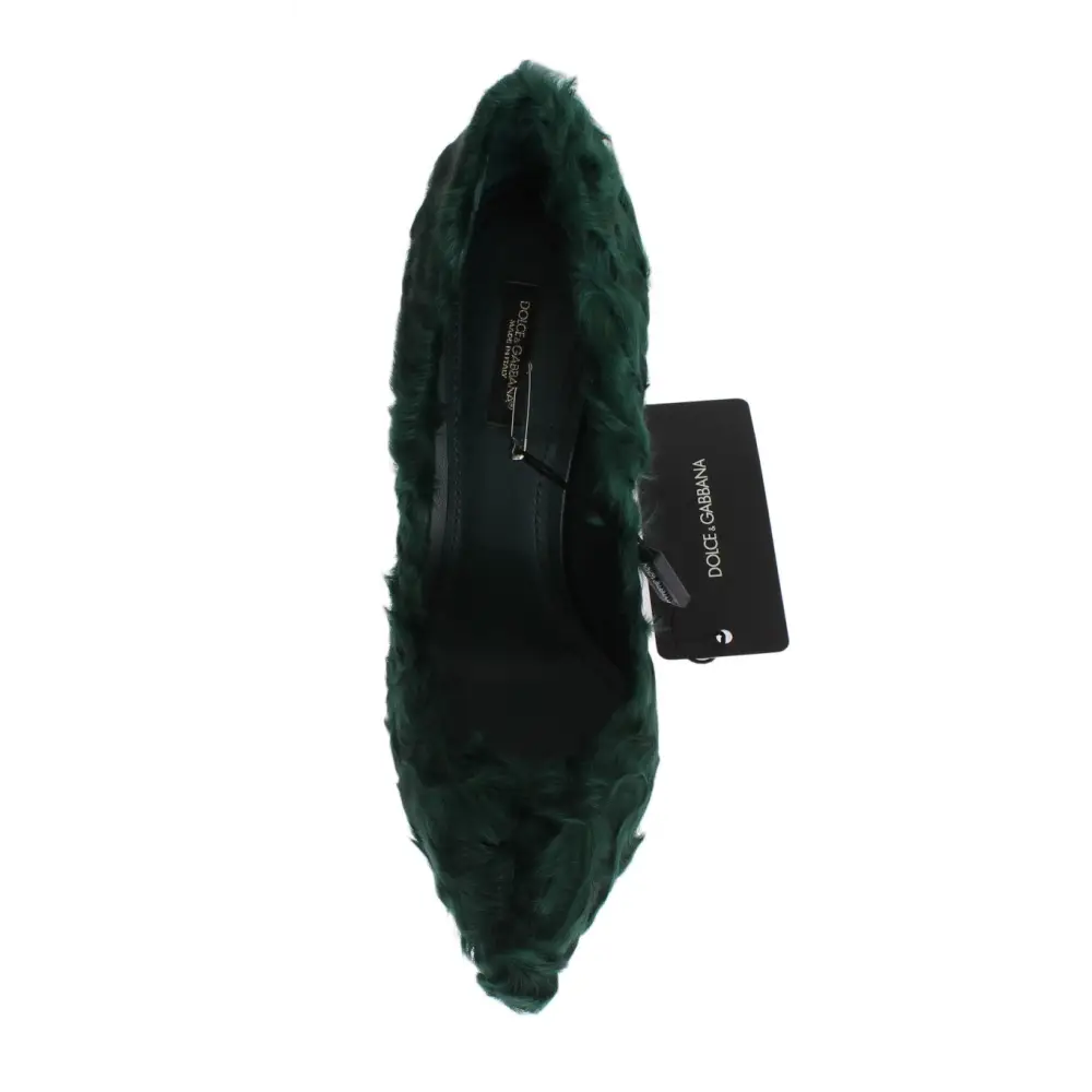 Dolce & Gabbana Grüne Xiangao Lammfell Leder Pumps - EU40/US9.5