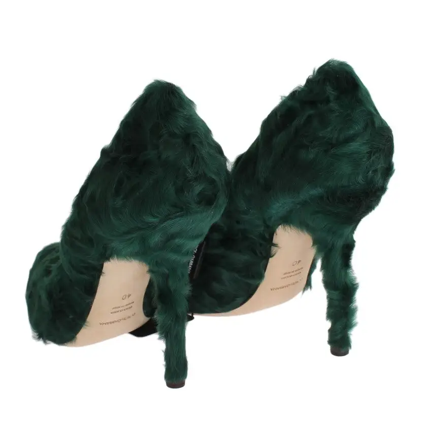 Dolce & Gabbana Grüne Xiangao Lammfell Leder Pumps - EU40/US9.5