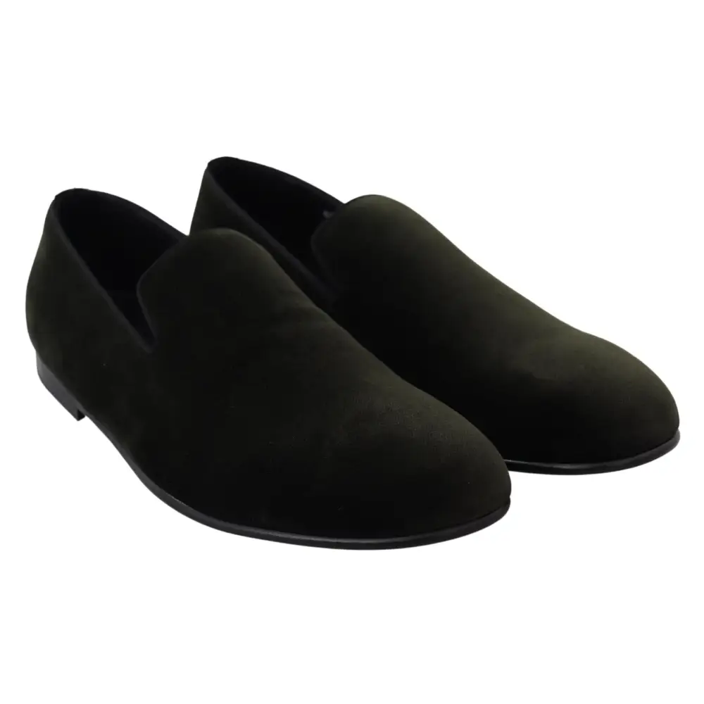 Dolce & Gabbana Grüner Samt Slip On Herren Loafers Schuhe - EU39/US6