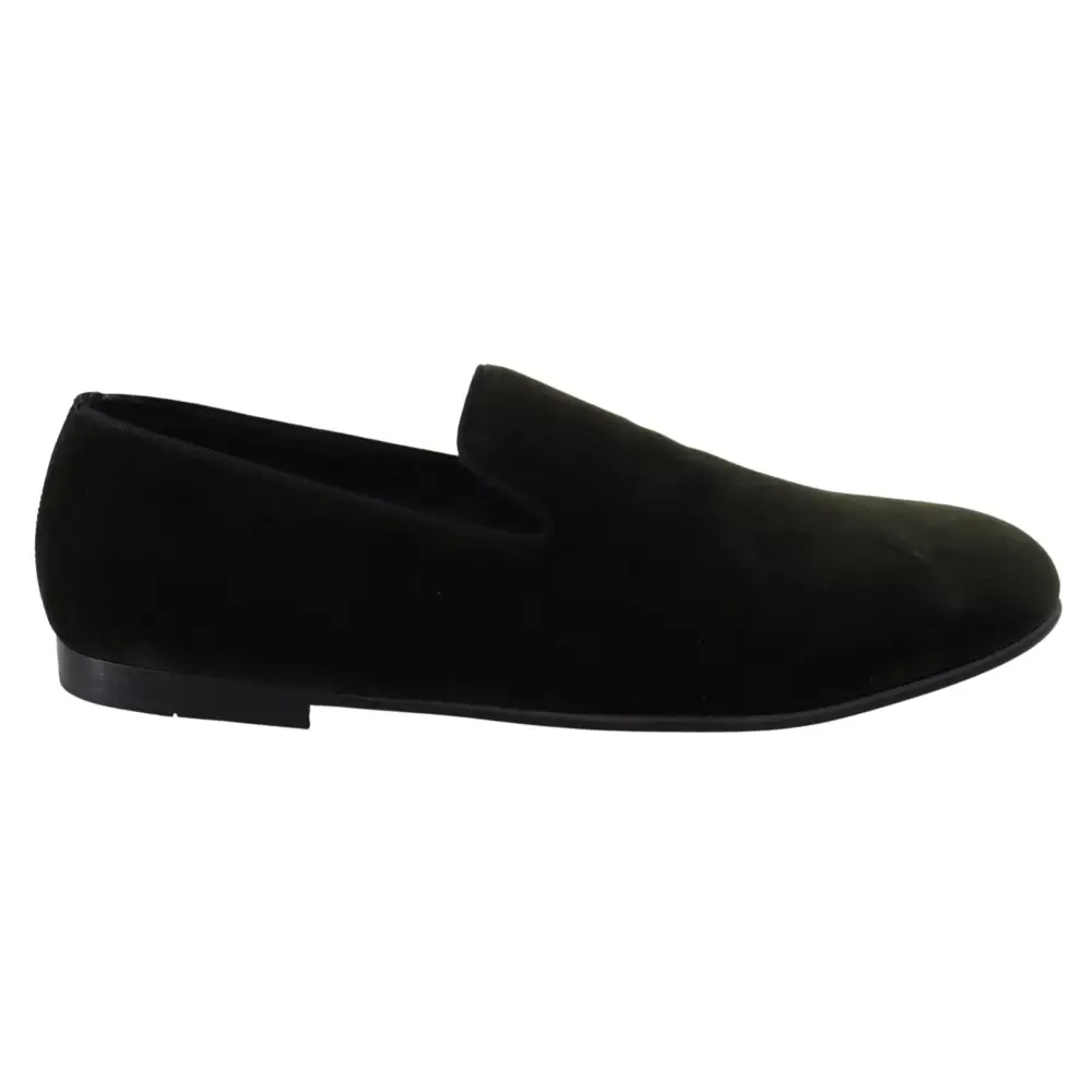 Dolce & Gabbana Grüner Samt Slip On Herren Loafers Schuhe - EU39/US6