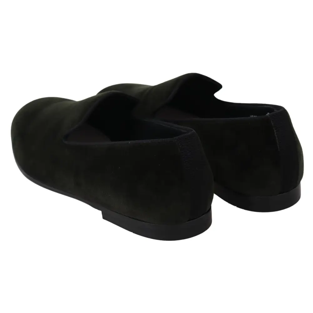 Dolce & Gabbana Grüner Samt Slip On Herren Loafers Schuhe - EU39/US6