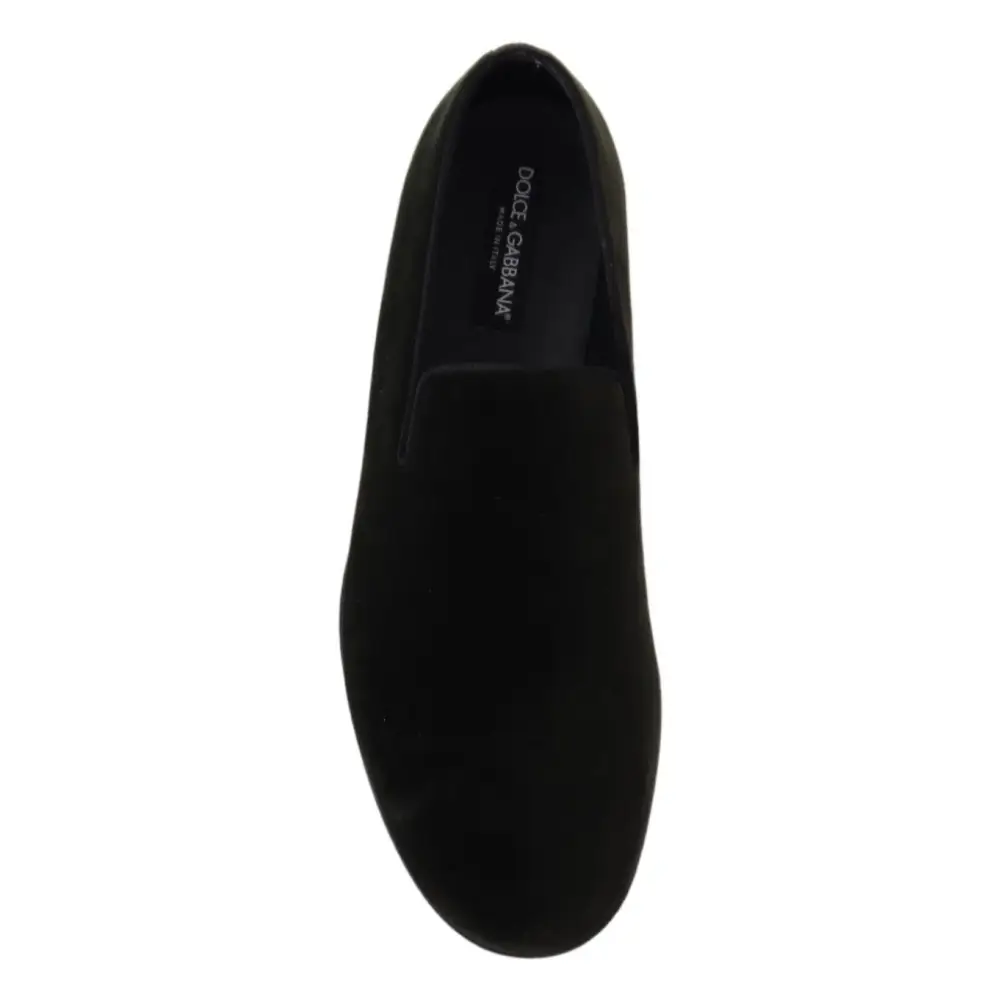 Dolce & Gabbana Grüner Samt Slip On Herren Loafers Schuhe - EU39/US6