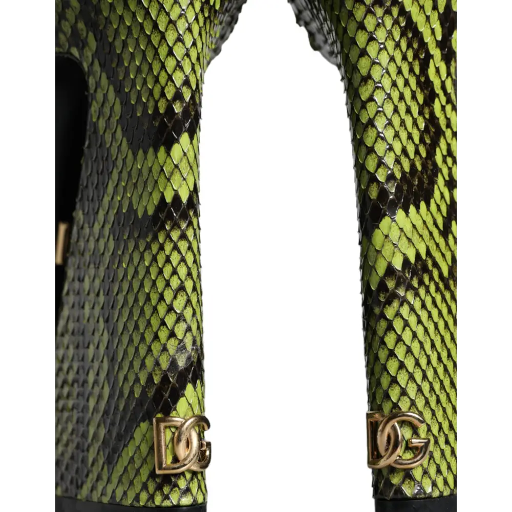 Dolce & Gabbana Grünes Exotisches Leder Knöchelriemchen Heels Sandalen Schuhe - EU39/US8.5
