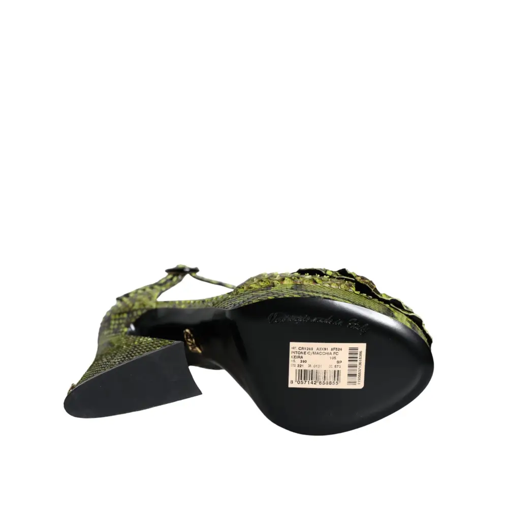 Dolce & Gabbana Grünes Exotisches Leder Knöchelriemchen Heels Sandalen Schuhe - EU39/US8.5