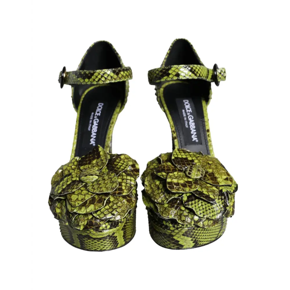 Dolce & Gabbana Grünes Exotisches Leder Knöchelriemchen Heels Sandalen Schuhe - EU39/US8.5