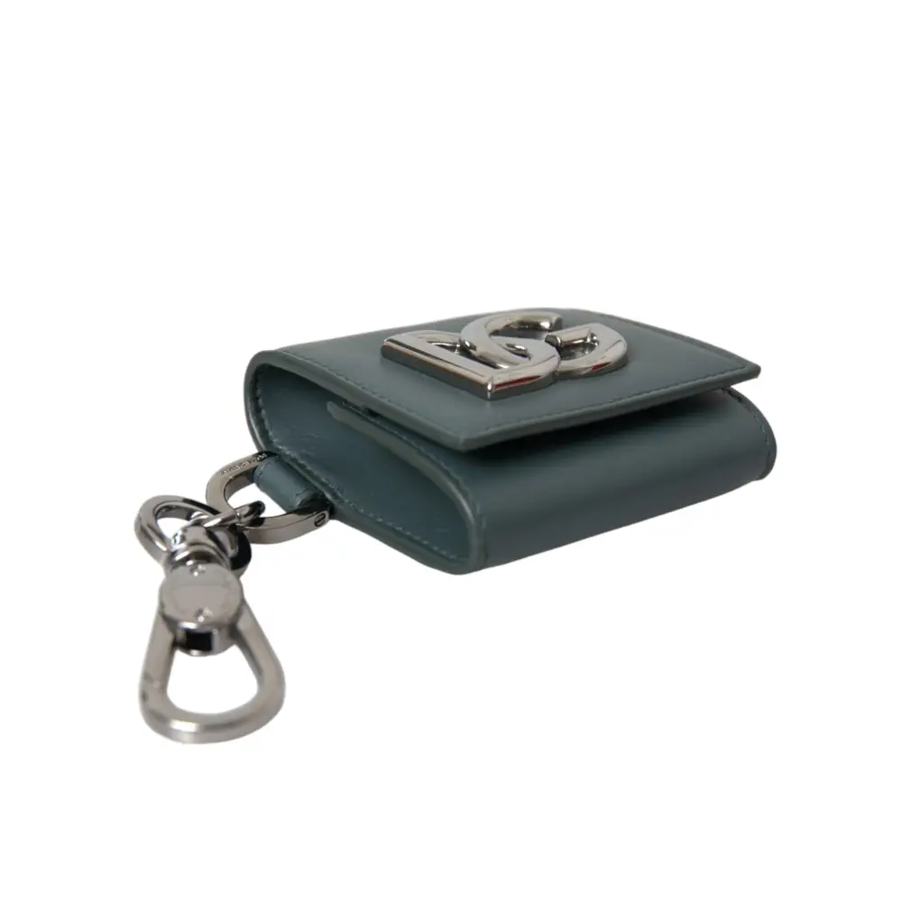 Dolce & Gabbana Grünes Leder DG Logo Schlüsselanhänger Münzgeldbörse Schlüsselanhänger Geldbörse