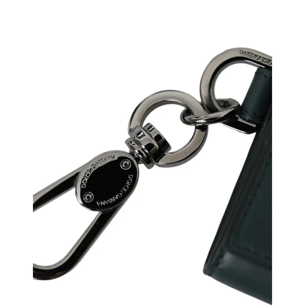 Dolce & Gabbana Grünes Leder DG Logo Schlüsselanhänger Münzgeldbörse Schlüsselanhänger Geldbörse