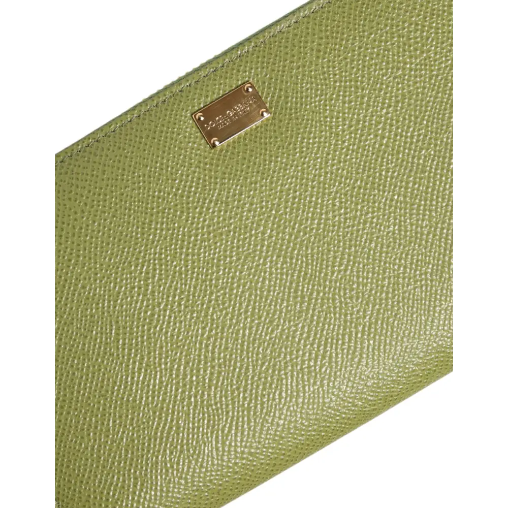 Dolce & Gabbana Grünes Leder Logo Plaque Zip um Continenta Brieftasche