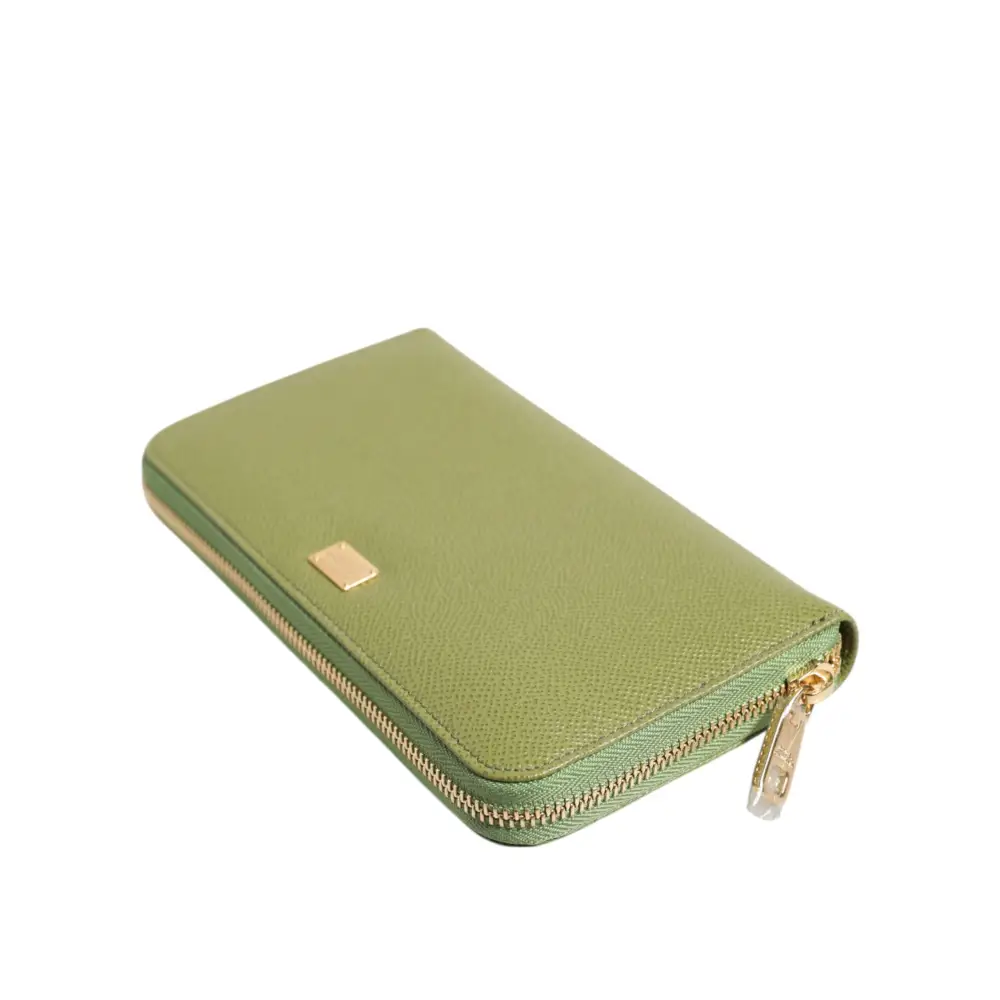 Dolce & Gabbana Grünes Leder Logo Plaque Zip um Continenta Brieftasche