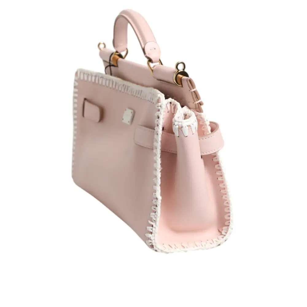 Dolce & Gabbana Hellrosa Logo-Plakette Crossbody Bag aus weichem Leder mit Riemen