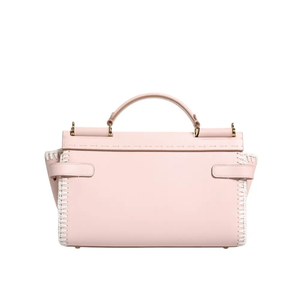 Dolce & Gabbana Hellrosa Logo-Plakette Crossbody Bag aus weichem Leder mit Riemen