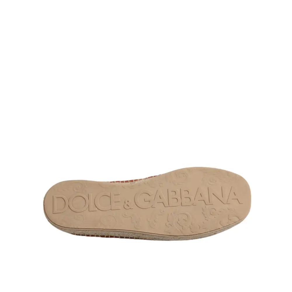 Dolce & Gabbana Kastanienbraune gewebte Leder Herren Espadrille Schuhe - EU41/US8