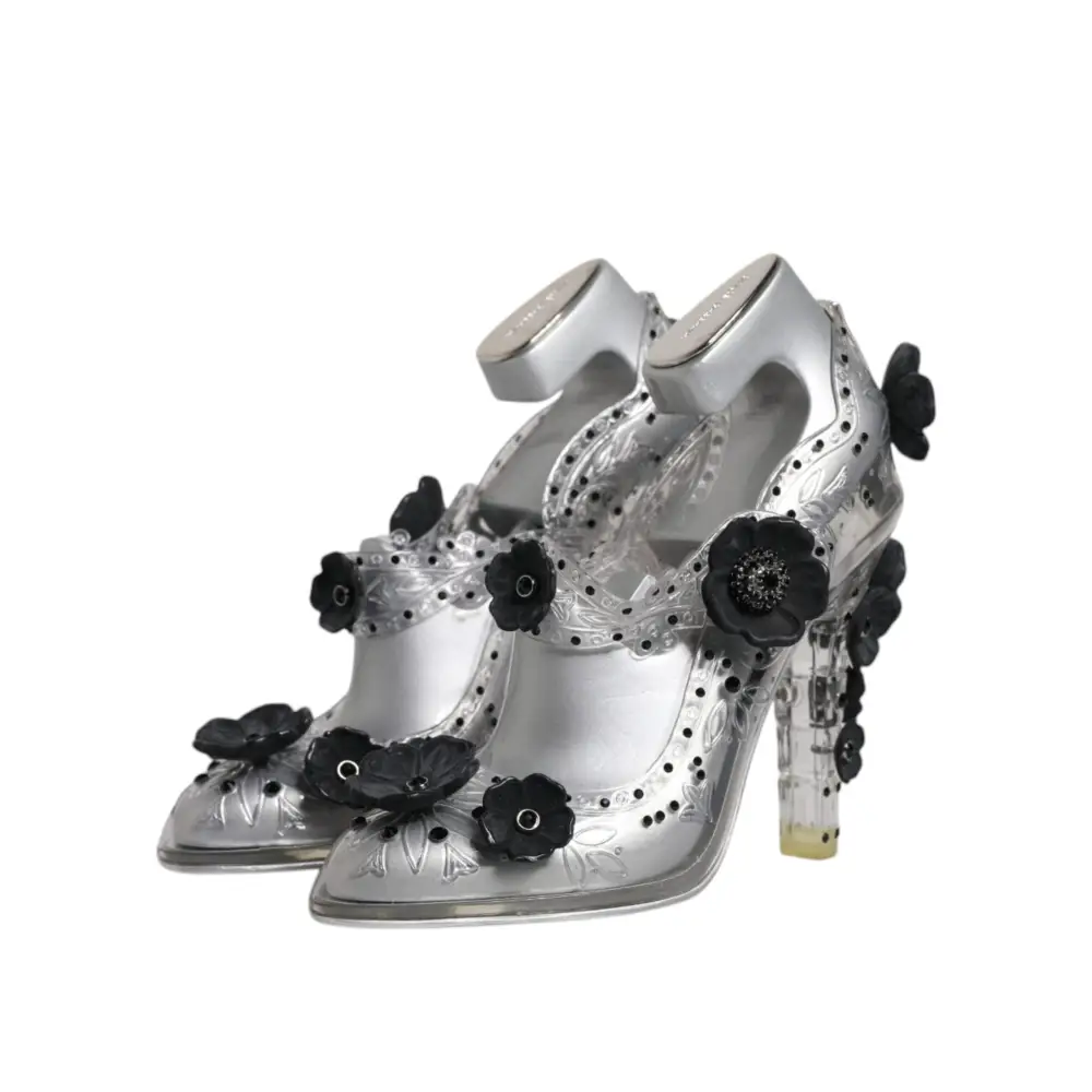 Dolce & Gabbana Klar Floral Kristall CINDERELLA Heels Schuhe - EU38/US7.5