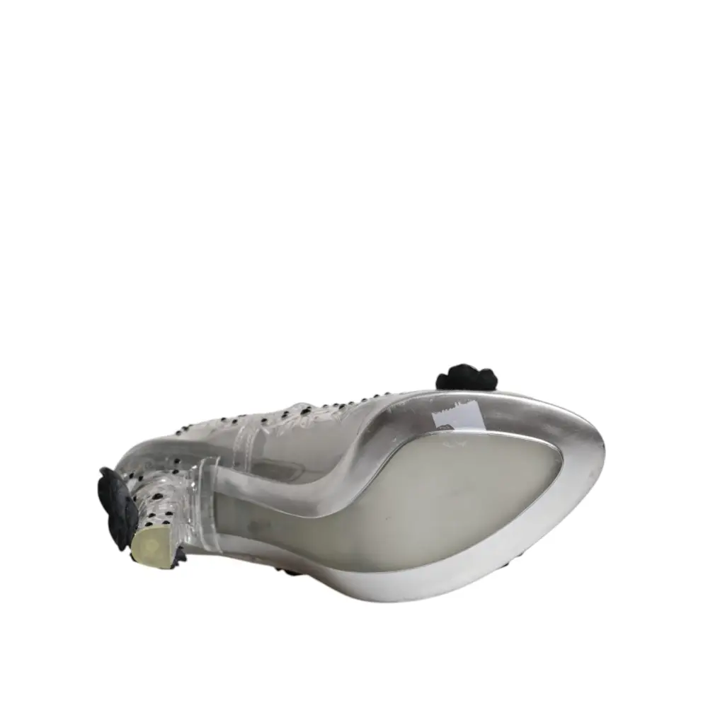 Dolce & Gabbana Klar Floral Kristall CINDERELLA Heels Schuhe - EU38/US7.5