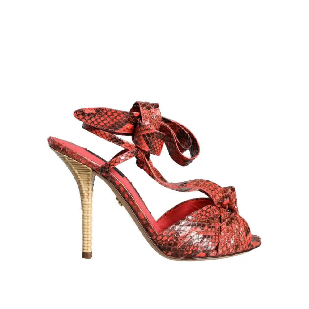 Dolce & Gabbana Koralle Exotische Leder Absätze Sandalen Schuhe