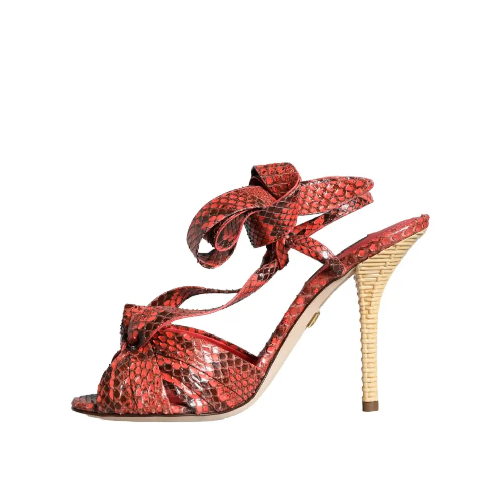 Dolce & Gabbana Koralle Exotische Leder Absätze Sandalen Schuhe