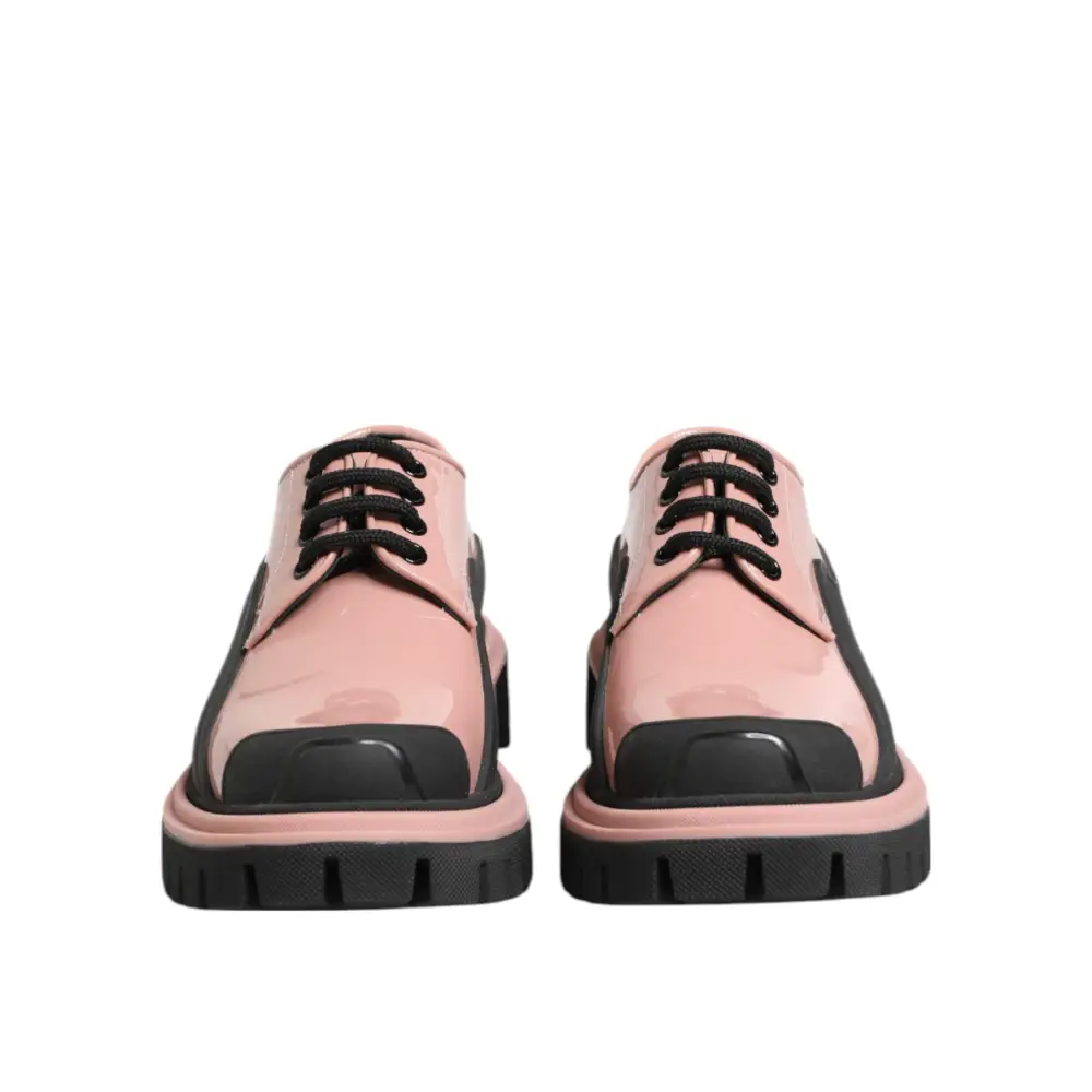 Dolce & Gabbana Leichte puderrosa schwarze Leder Schnürschuhe - EU36.5/US6