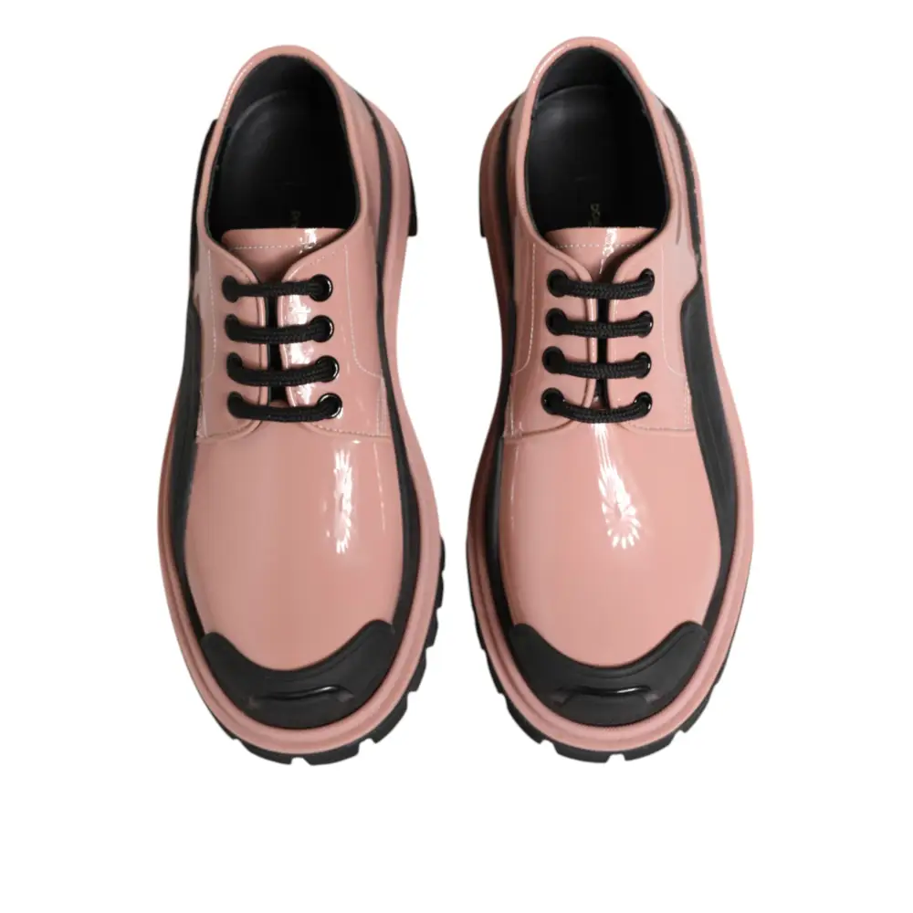 Dolce & Gabbana Leichte puderrosa schwarze Leder Schnürschuhe - EU36.5/US6