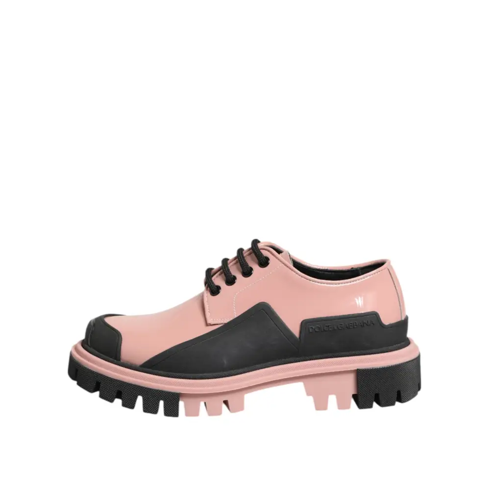 Dolce & Gabbana Leichte puderrosa schwarze Leder Schnürschuhe - EU36.5/US6