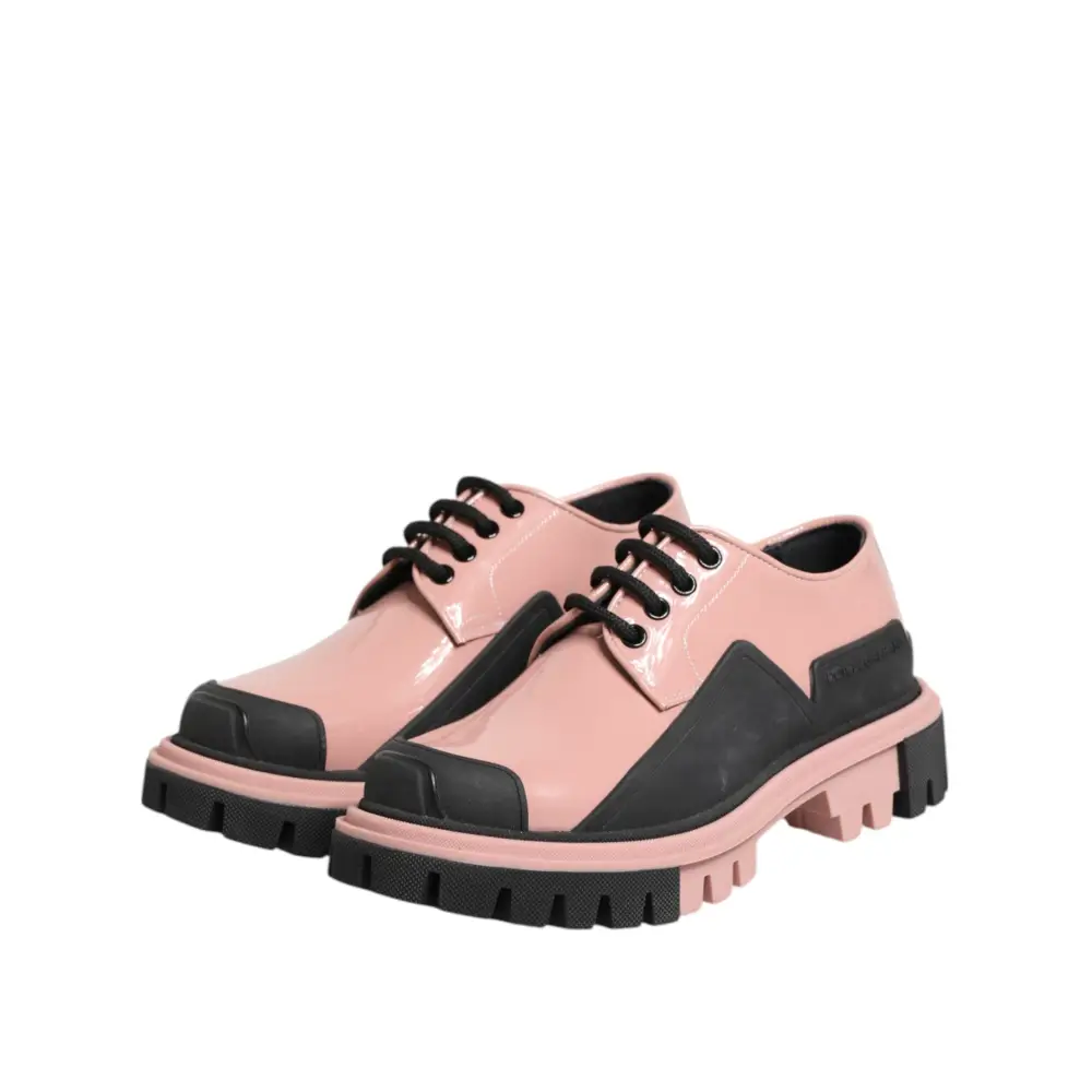 Dolce & Gabbana Leichte puderrosa schwarze Leder Schnürschuhe - EU36.5/US6