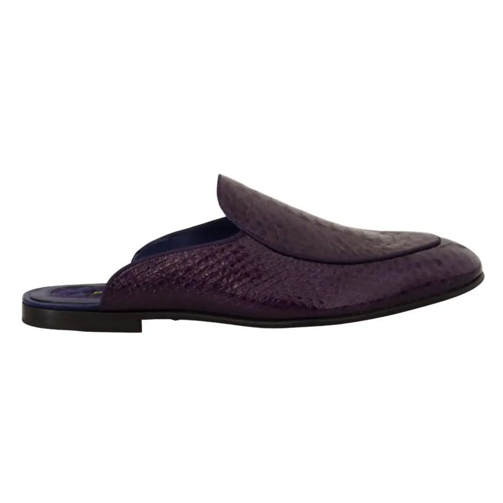 Dolce & Gabbana Lila Exotische Leder Flats Pantoletten Schuhe - EU44/US11