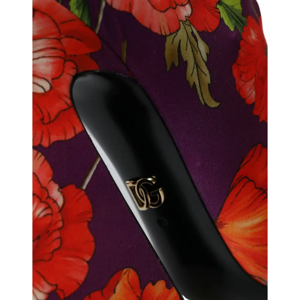 Dolce & Gabbana Lila Floral Jersey Stretch Stiefel Schuhe - EU39/US8.5