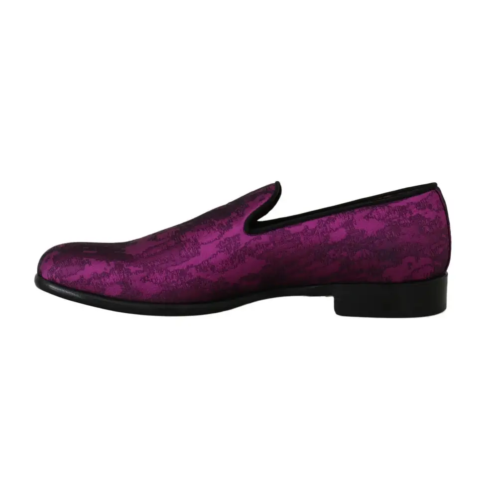 Dolce & Gabbana Lila Jacquard Loafers Kleid Formelle Schuhe - EU39/US6