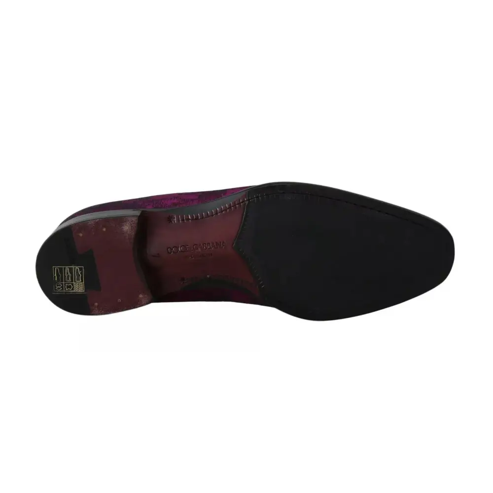 Dolce & Gabbana Lila Jacquard Loafers Kleid Formelle Schuhe - EU39/US6