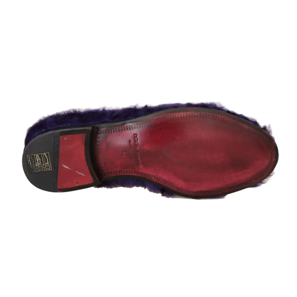 Dolce & Gabbana Lila Schafspelz Leder Loafers